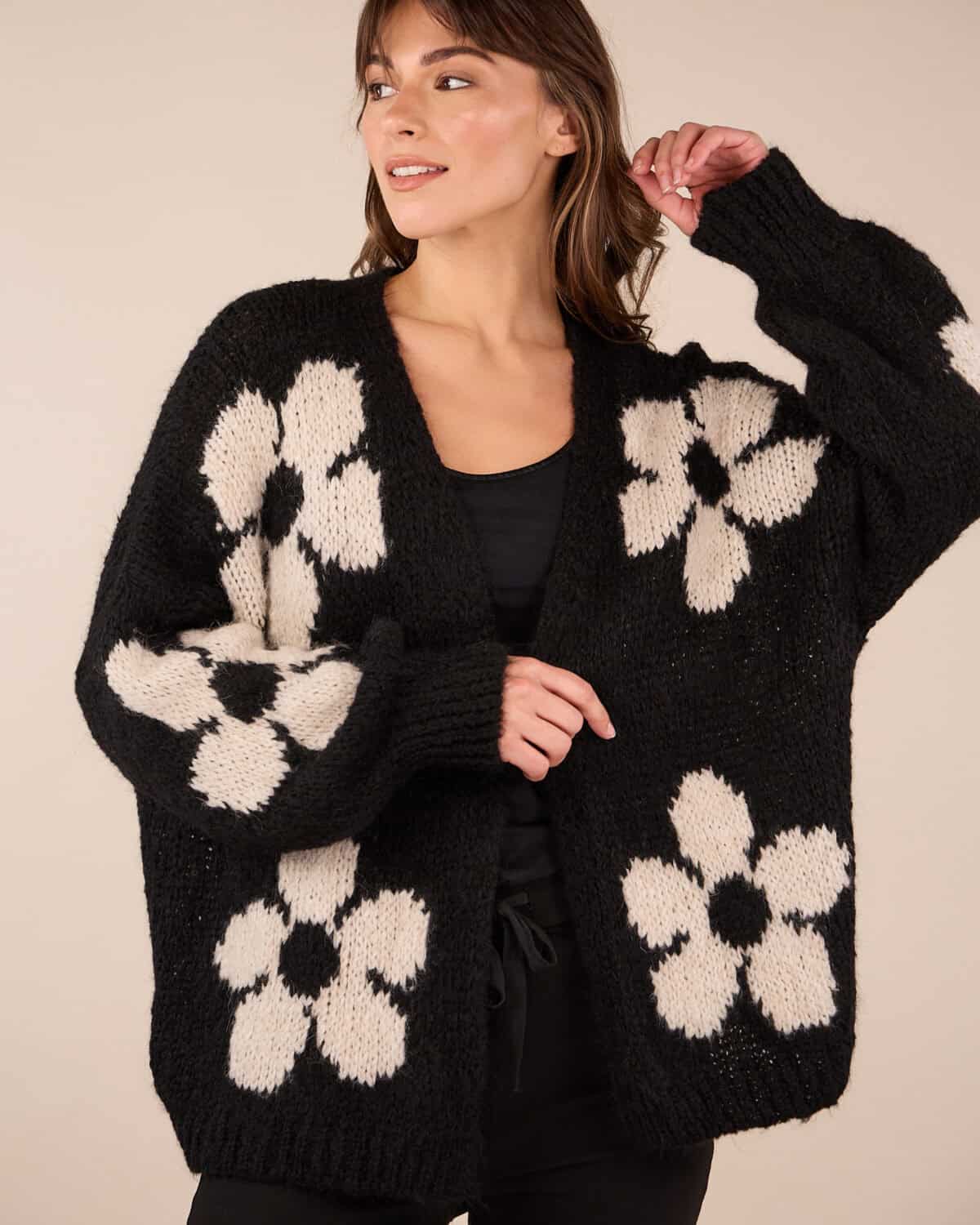 Bold floral knit cardigan | Peony Fashion