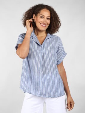 Short sleeve pinstripe top