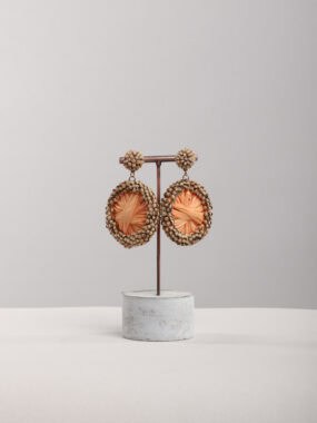 Wooden raffia stud earrings