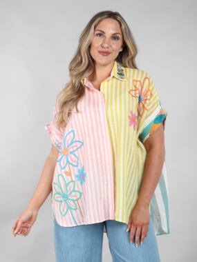 Striped floral love shirt