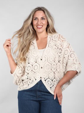 Cotton crochet batwing cardigan