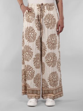 Coral motif trousers with elasticated waistband