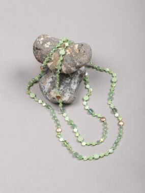 Flat Circular beaded long necklace