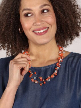 Beaded wire layered necklace