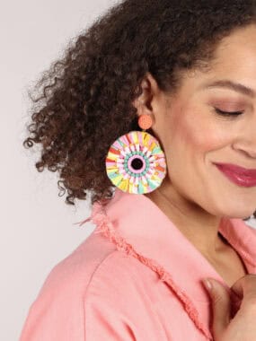 Multi raffia flare stud earrings