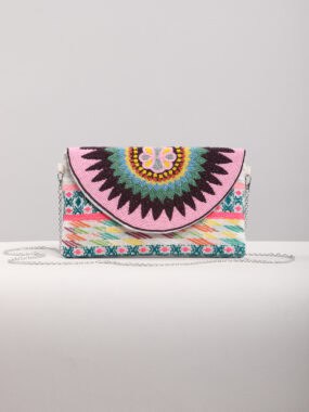 Aztec embelished beaded clutch