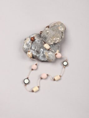 Mixed beaded necklace with doubled string chain