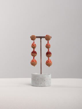 Beaded circular drop stud earrings