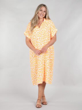 Neon leopard print cotton dress