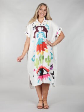 Folk art shirt dress