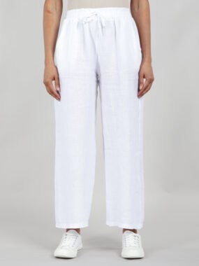 Linen trousers with elasticated waistband