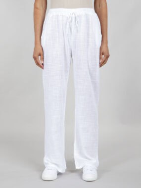 White cotton trousers elasticated waistband