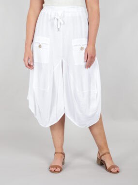 Cotton blend cropped balloon trousers with elasticated waistband