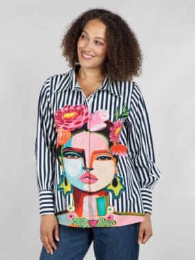 Frida kahlo stripe cotton shirt