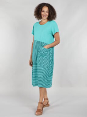 Two tone stripe round neck dress