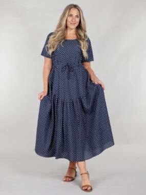 Polka dot tiered cotton dress