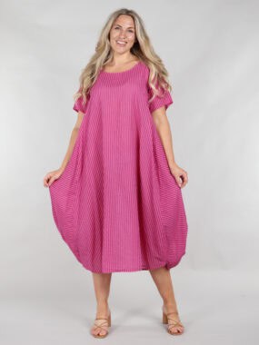 Pinstripe cotton lightweight beach cover dress