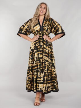 Tie dye dress with kimono sleeves