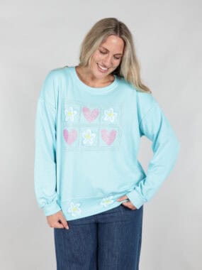 Floral sequin cotton blend sweatshirt