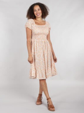 Floral short sleeve dress with elasticated front