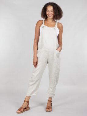 Linen cropped dungarees