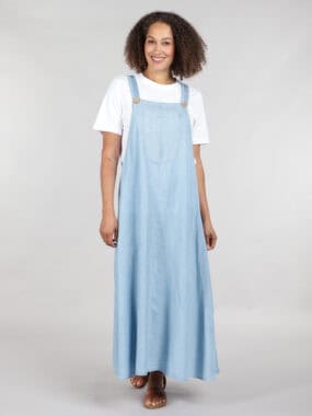 Chambray denim pinafore dress