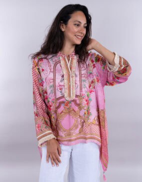 Floral silk feel blouse