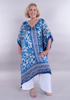 Floral shell v-neck kaftan