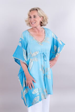 Metallic gold leaf cotton kaftan