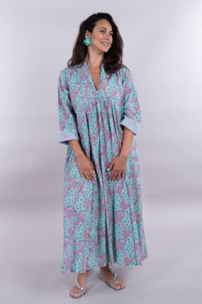 Floral v-neck cotton maxi dress