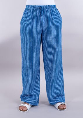 Striped cotton trousers with elasticated waistband
