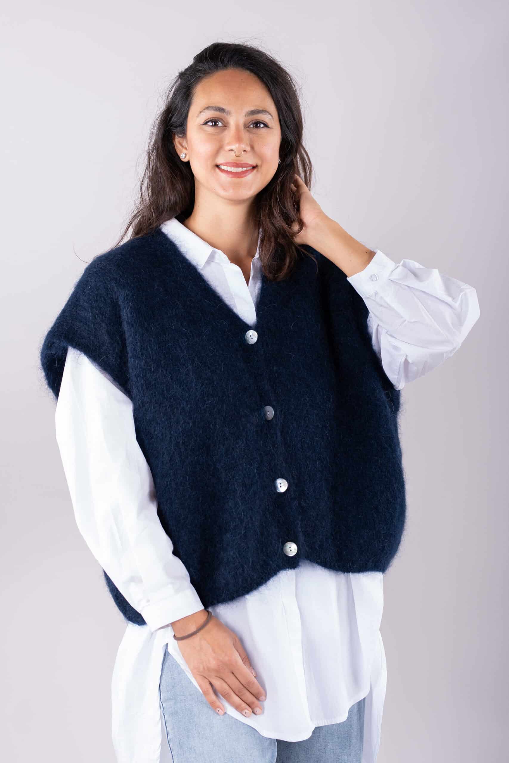 V-Neck Button Mohair Blend Cardigan | Peony Fashion