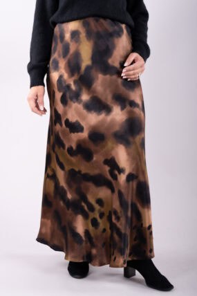 Leopard Print Silk Blend Maxi Skirt