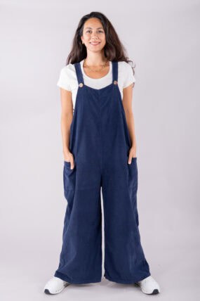 Wide Leg Cotton Corduroy Dungarees