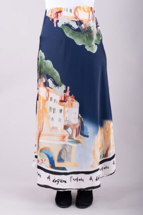 Water Colour Printed A-Line Maxi Skirt