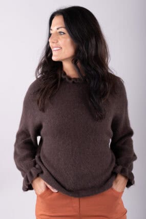 Alpaca Blend Frill Round Neck Jumper