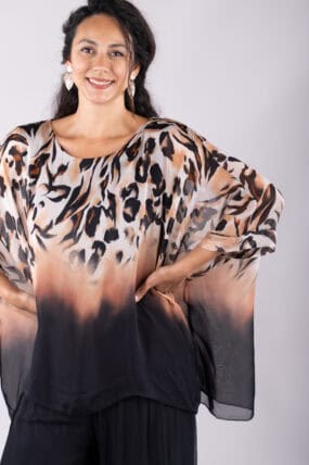Silk Blend Leopard Print Top