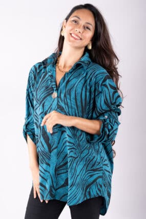 V-Neck Zebra Print Top