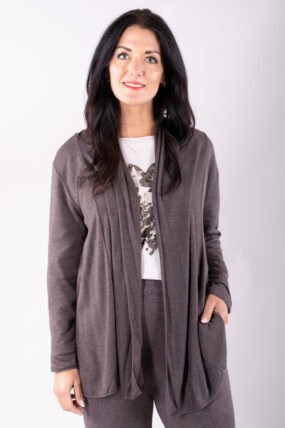 Open Jersey Knit Long Sleeve Cardigan