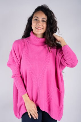 Roll Neck Chevron Knit Jumper