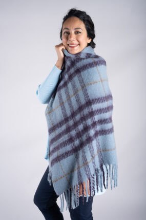 Chunky Woven Checked Tassel Scarf