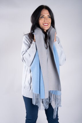 Woven Two Tone Reversible Tassel Scarf