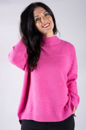 Popcorn Knit Funnel Neck Jumper
