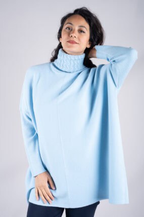 Baby Blue Roll Neck Knit Jumper