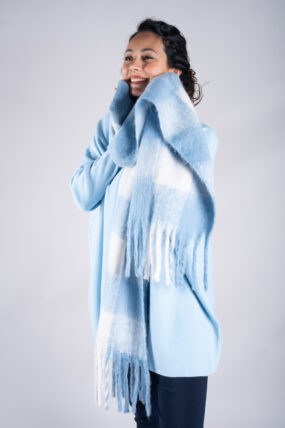 Woven checked Tassel Scarf