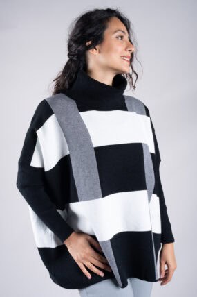 Geometric Roll Neck Knit Jumper