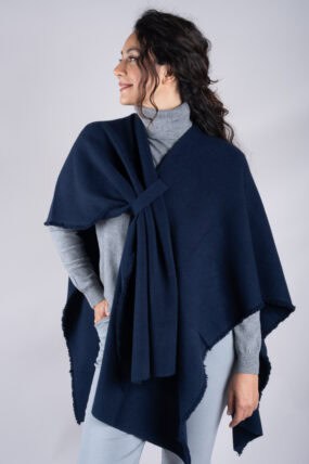 Knitted Cape With Frayed Edges