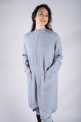 Ripple Funnel Neck Knitted Jumper Dress