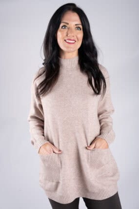 Ribbed Funnel Neck Jumper