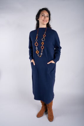 Funnel Neck Long Knit Jumper Dress
